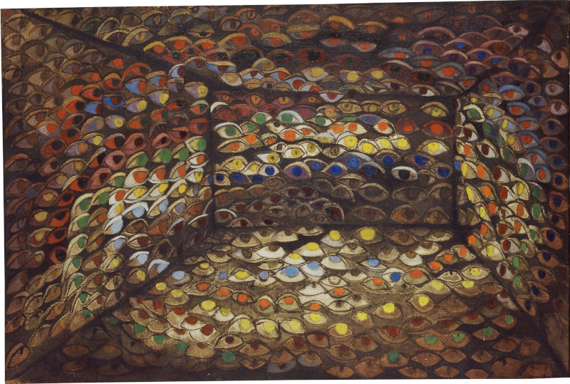 Maria Helena Vieira da Silva. L’œil du labyrinthe. : La scala ou Les yeux, 1937, huile sur toile, CR224, Courtesy Galerie Jeanne Bucher Jaeger, Paris. © ADAGP, Paris, 2022.